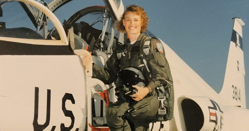 Dee Ketterer getting in US Air Force jet